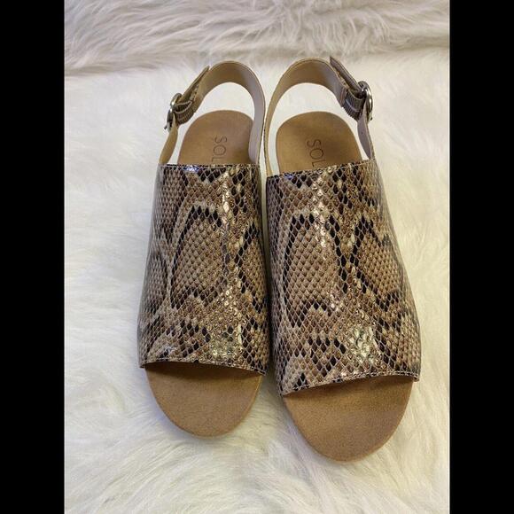 Sole Society Espadrille Slingback Snake-Print Wedge Shoes 8M “So Kellyn” WOMENS - Picture 2 of 12